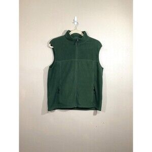 VTG LL Bean Mens Full Zip Fleece Vest XL Tall Green Outdoors Gorpcore Pockets